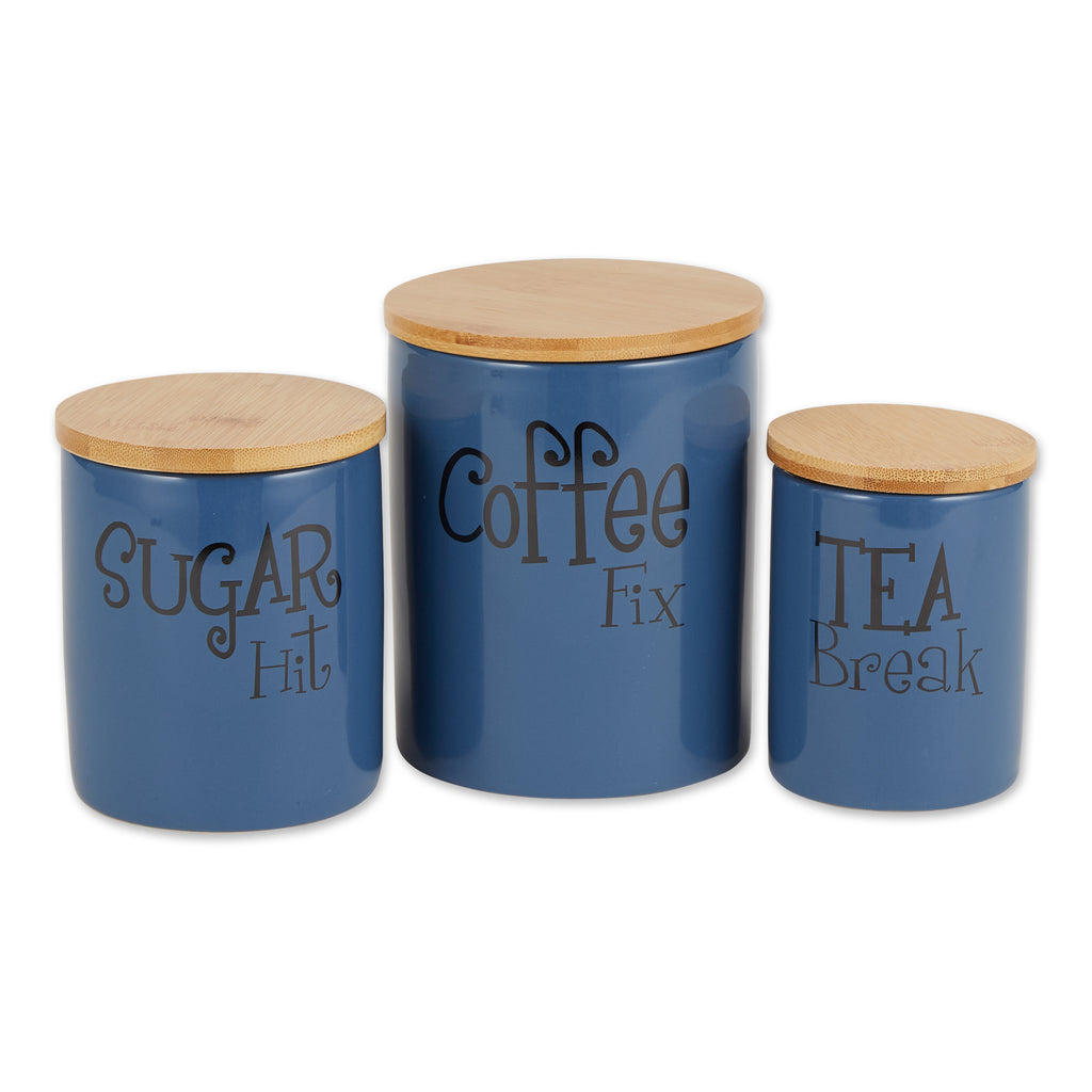 Blue Coffee/Sugar/Tea Ceramic Canister