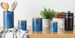 Blue Coffee/Sugar/Tea Ceramic Canister