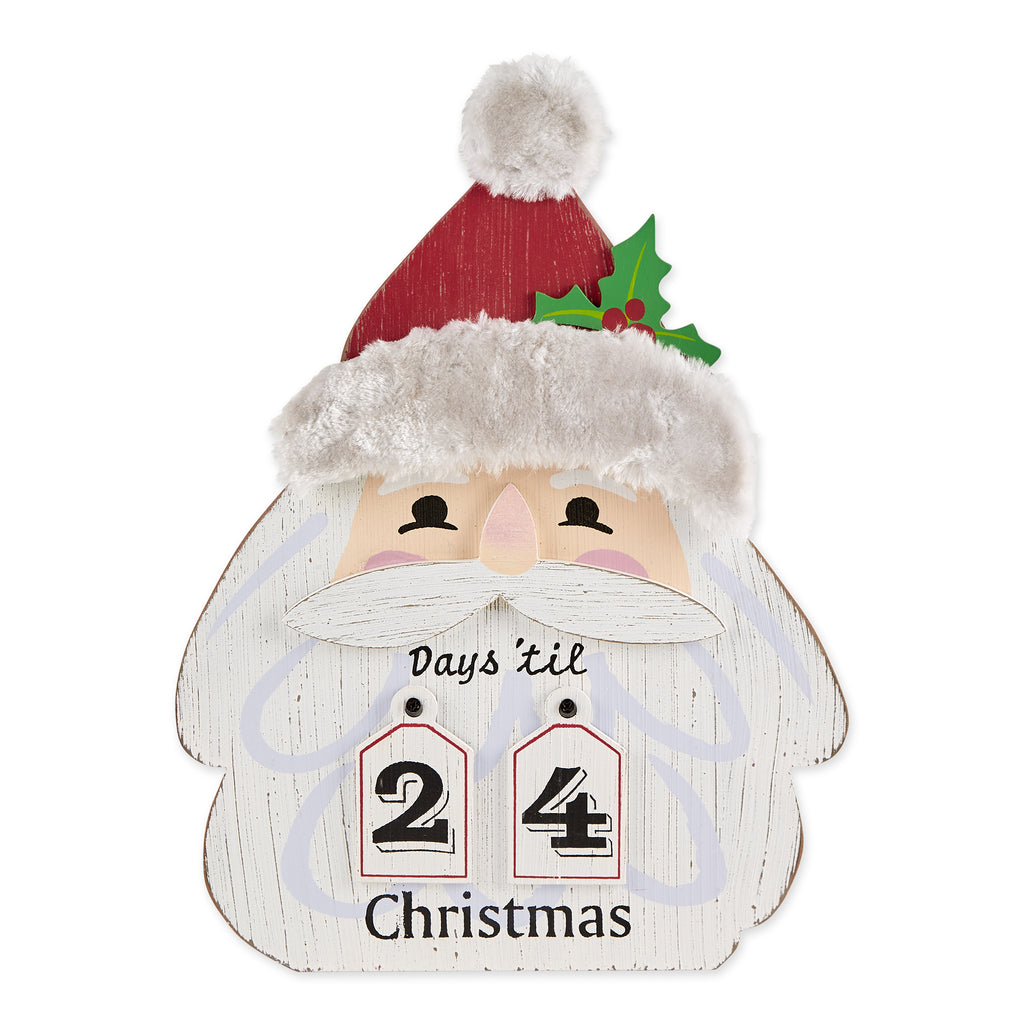 Santa Head Days Til Christmas Hanging Calendar Sign With Date Tiles