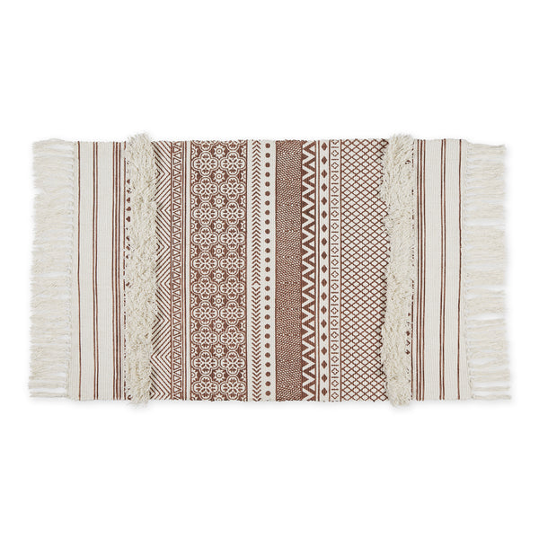 Cinnamon Printed Off-White Hand-Loomed Shag Rug 2X3 Ft