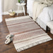 Cinnamon Printed Off-White Hand-Loomed Shag Rug 4X6 Ft