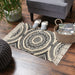 Black Printed Natural Hand-Loomed Shag Rug 2X3 Ft