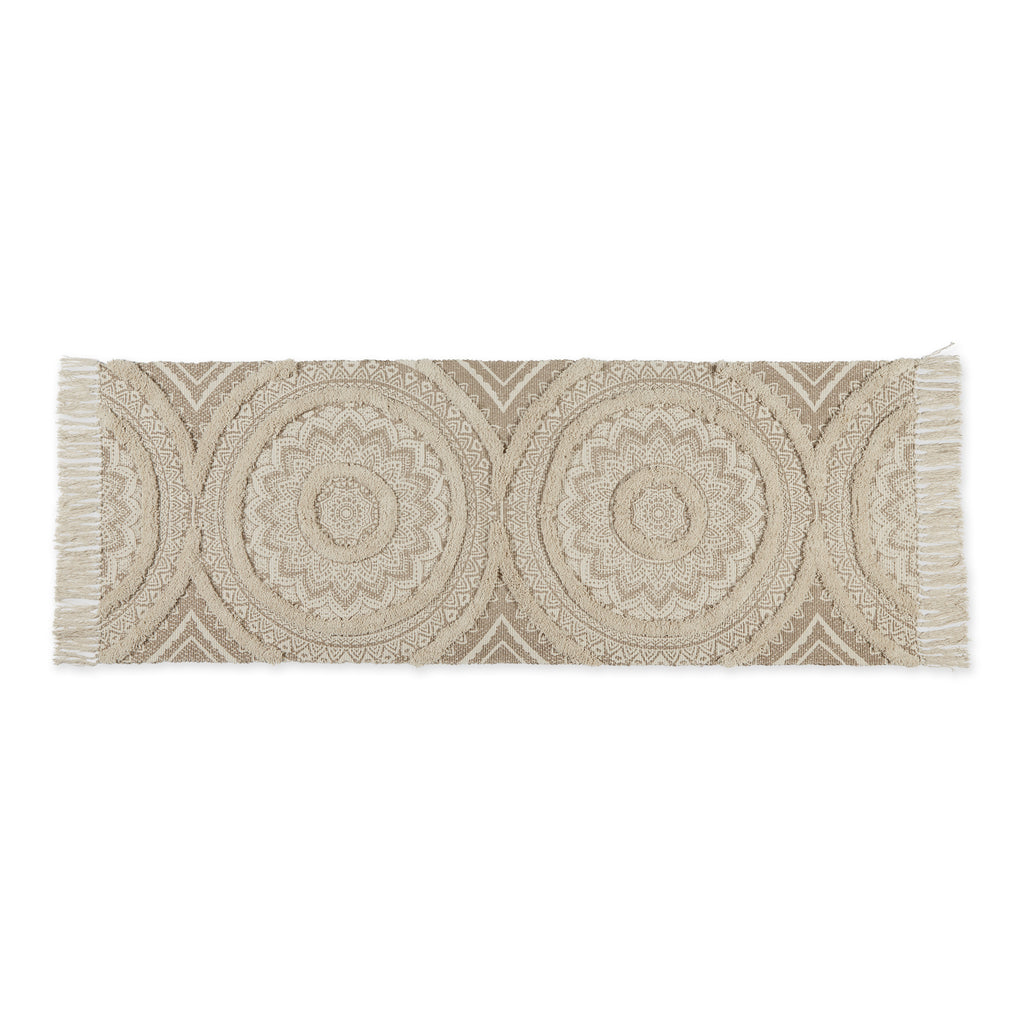 Stone Printed Natural Hand-Loomed Shag Rug Runner 2Ft 3Inx6Ft