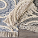 French Blue Printed Natural Hand-Loomed Shag Rug 4X6 Ft