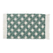 Teal Diamond Printed Off-White Hand-Loomed Shag Rug 2X3 Ft