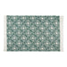 Teal Diamond Printed Off-White Hand-Loomed Shag Rug 4X6 Ft