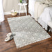 Gray Diamond Printed Off-White Hand-Loomed Shag Rug 4X6 Ft