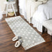 Gray Diamond Printed Off-White Hand-Loomed Shag Rug Runner 2Ft 3Inx6Ft