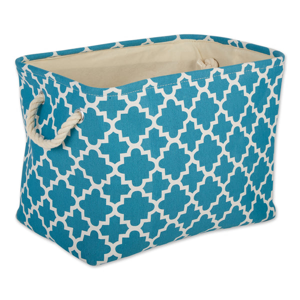 Polyester Bin Lattice Storm Blue Rectangle Large 17.5 x 12 x 15