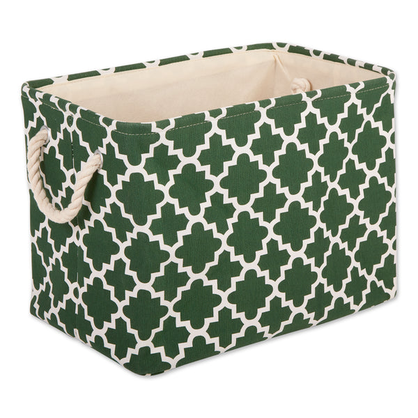 Lattice Hunter Green Rectangle Small Polyester Bin