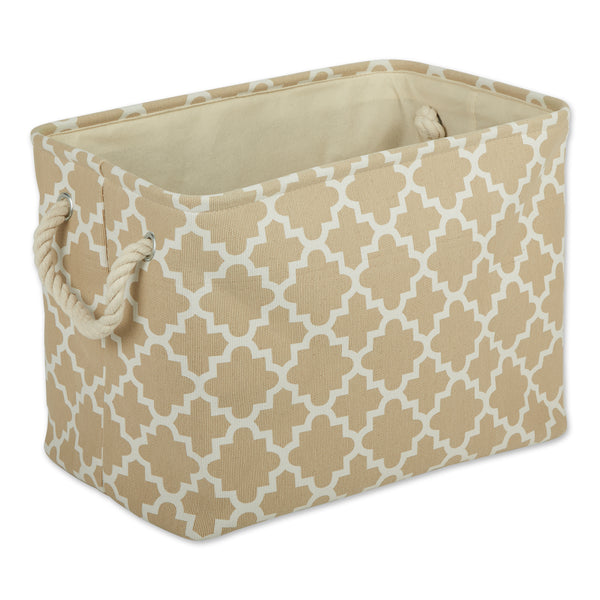 Lattice Vintage Linen Rectangle Small Polyester Bin