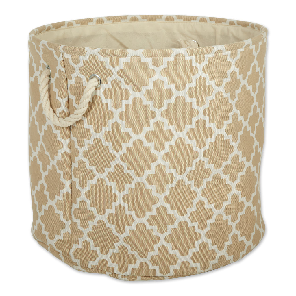 Polyester Bin Lattice Vintage Linen Round Large