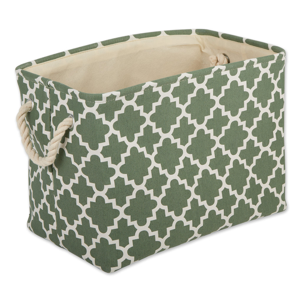 Lattice Artichoke Green Rectangle Medium Polyester Bin