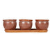 Brown Round Ceramic Small Planter Set of 3