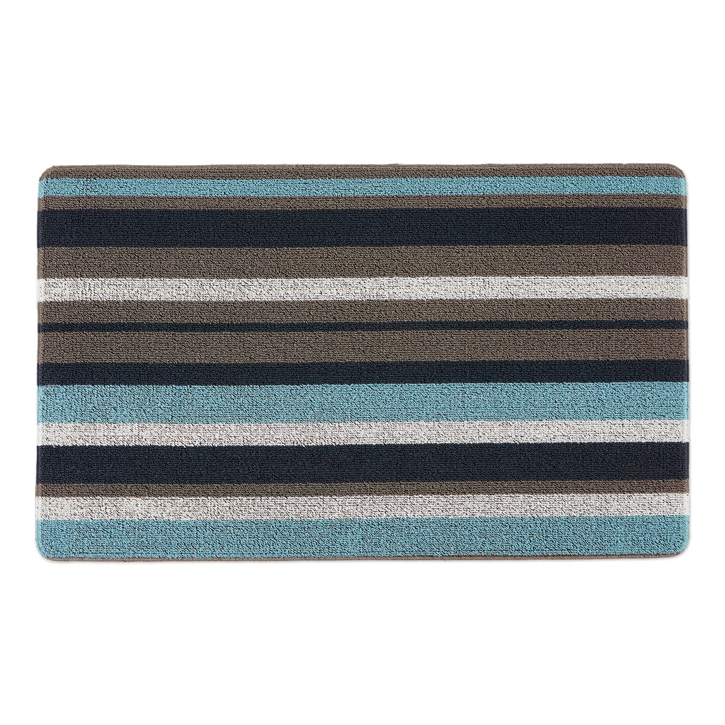 Blue And Gray Stripe Tufted Loop Textilene Mat 17.75X29.5