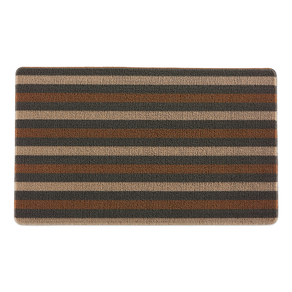 Brown Bangal Stripe Tufted Loop Textilene Mat 17.75X29.5