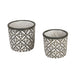 Dark Gray Lattice Cement Flower Pot Set of 2