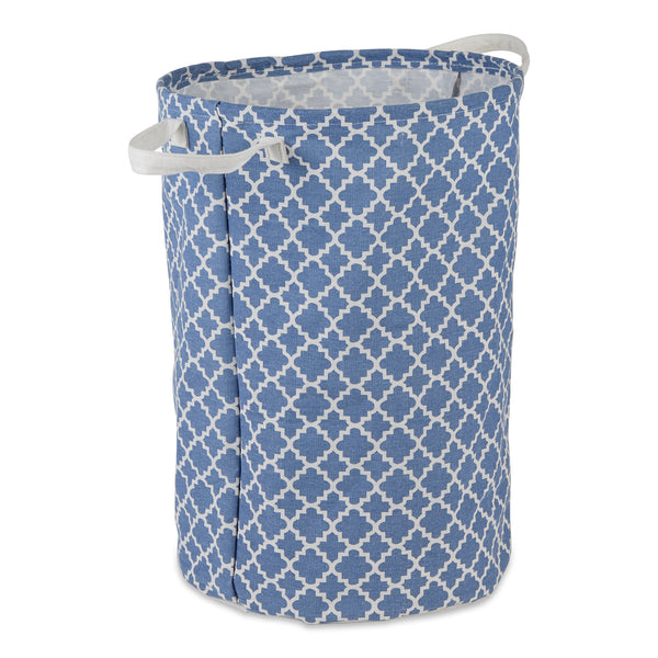 Laundry Hamper Lattice French Blue Round