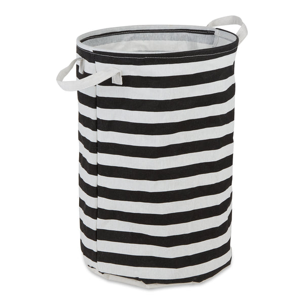 Laundry Hamper Stripe Black Round