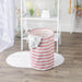 Laundry Hamper Stripe Rose Round