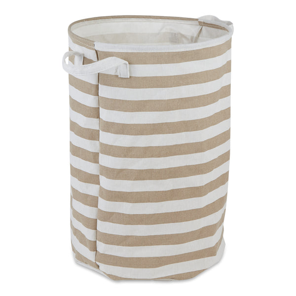 Laundry Hamper Stripe Stone Round