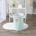 Laundry Hamper Stripe Aqua Round