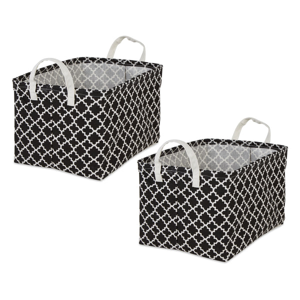 Cotton/Poly Laundry Bin Lattice Black Rectangle Extra Large