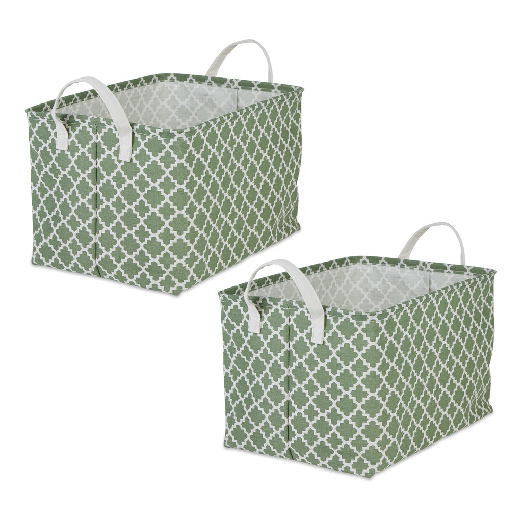 Cotton/Poly Laundry Bin Lattice Artichoke Green Rectangle Extra Large