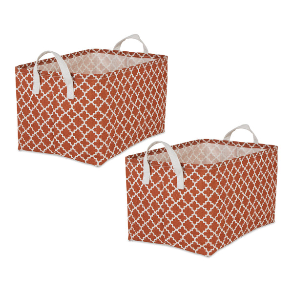 Cotton/Poly Laundry Bin Lattice Cinnamon Rectangle Extra Large