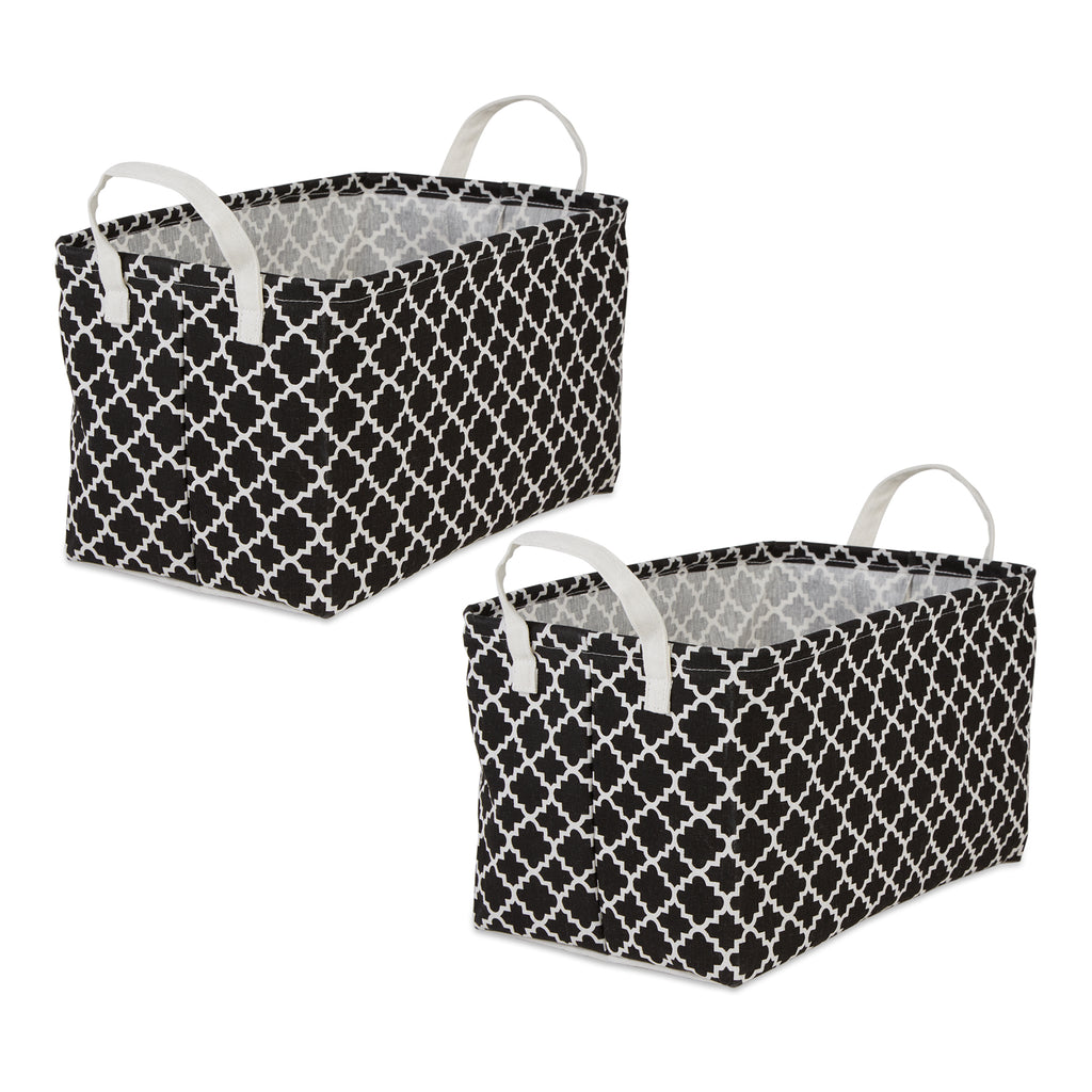 Laundry Bin Lattice Black Rectangle Large