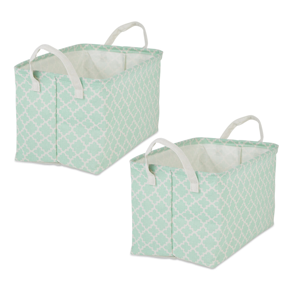 Laundry Bin Lattice Aqua Rectangle Large