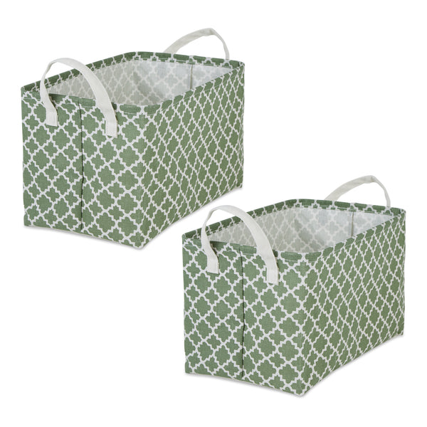 Laundry Bin Lattice Artichoke Green Rectangle Large