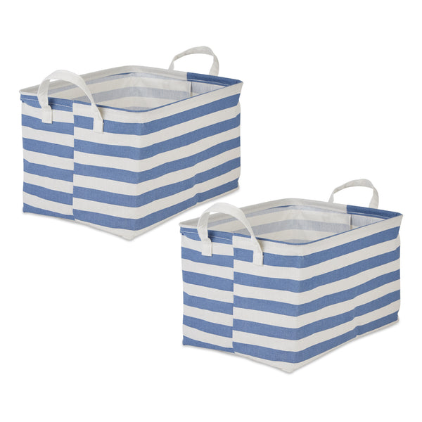 Laundry Bin Stripe French Blue Rectangle Extra Large