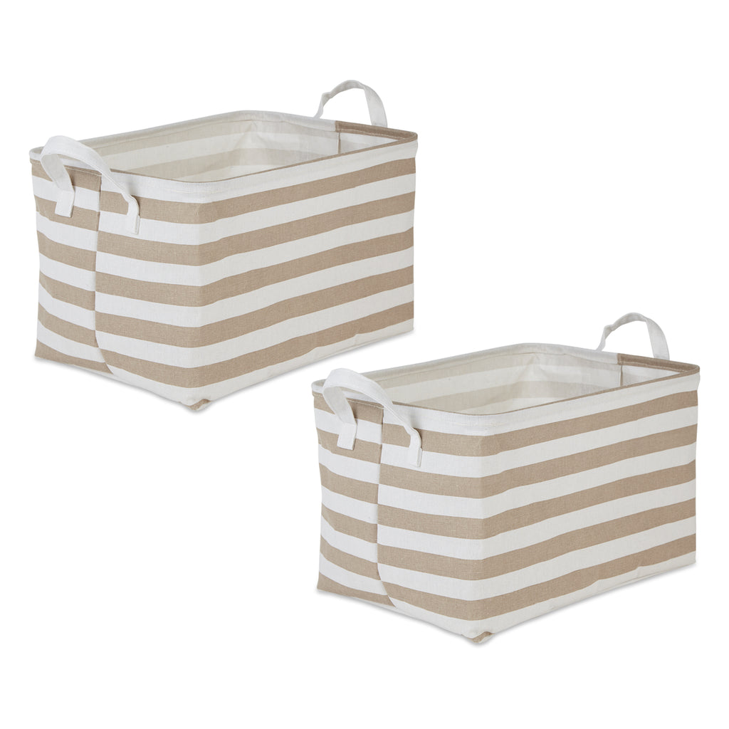 Laundry Bin Stripe Stone Rectangle Extra Large