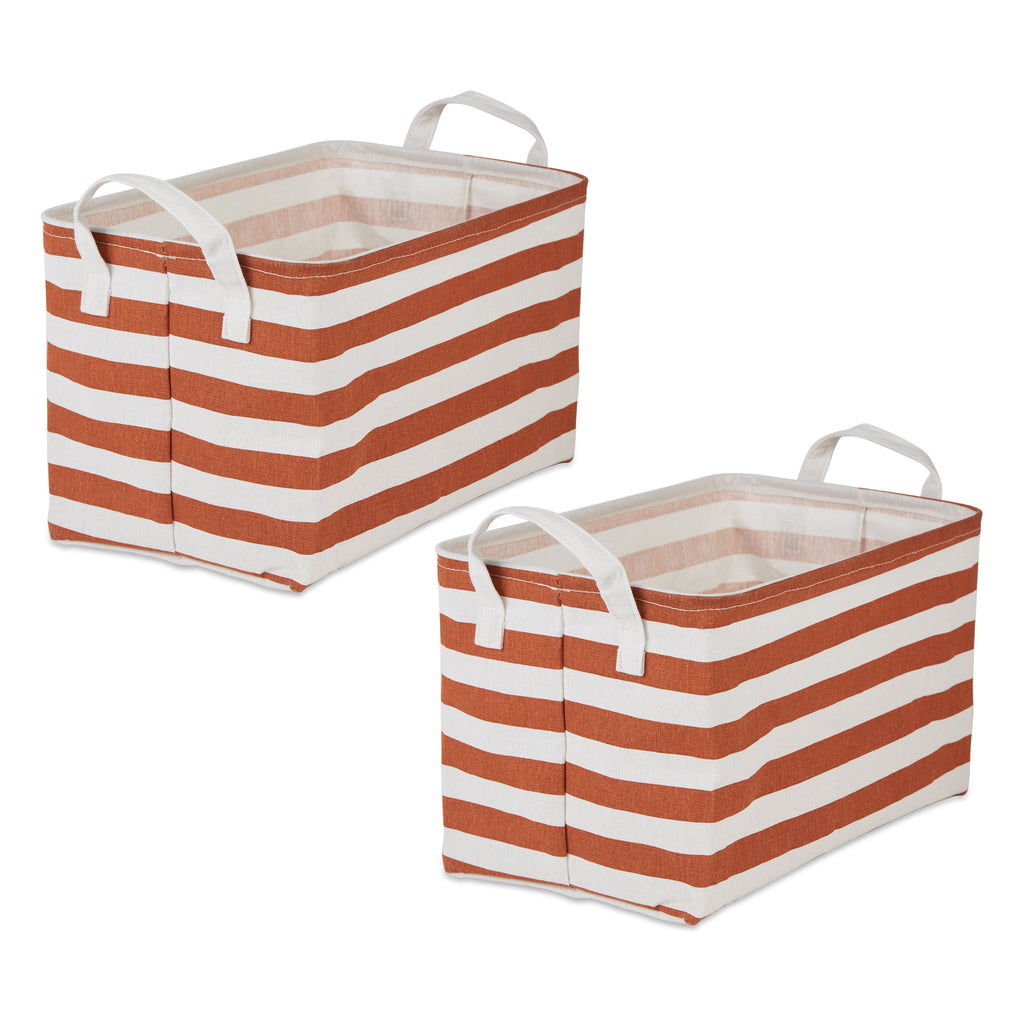 Laundry Bin Stripe Cinnamon Rectangle Large