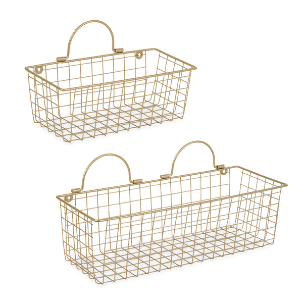 Gold Wire Wall Basket Set of 2