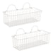 Medium Antique White Wire Wall Basket Set of 2