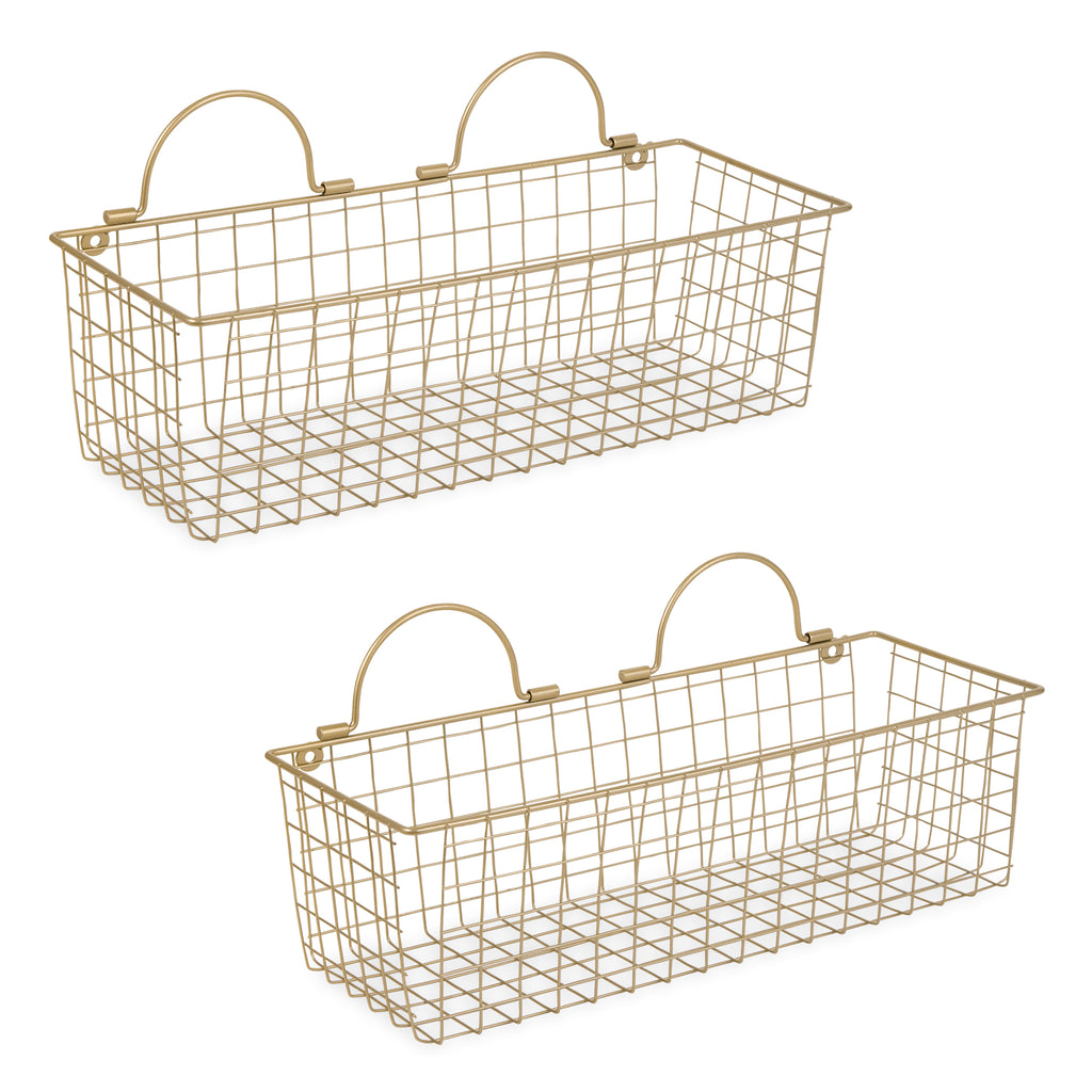 Medium Gold Wire Wall Basket Set of 2