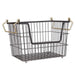 Metal Basket Black/Gold Handles Rectangle Medium