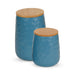 Storm Blue Matte Dimple Texture Ceramic Canister