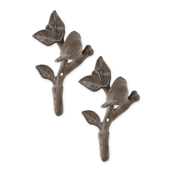 Bird With Leaves Wall Hook Set of 2