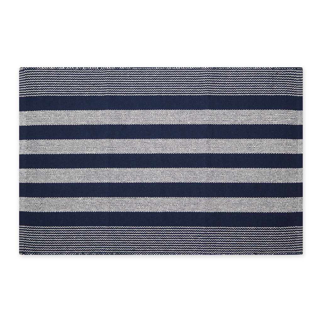 Nautical Blue Cabana Stripe Recycled Yarn Rug 2X3 Ft