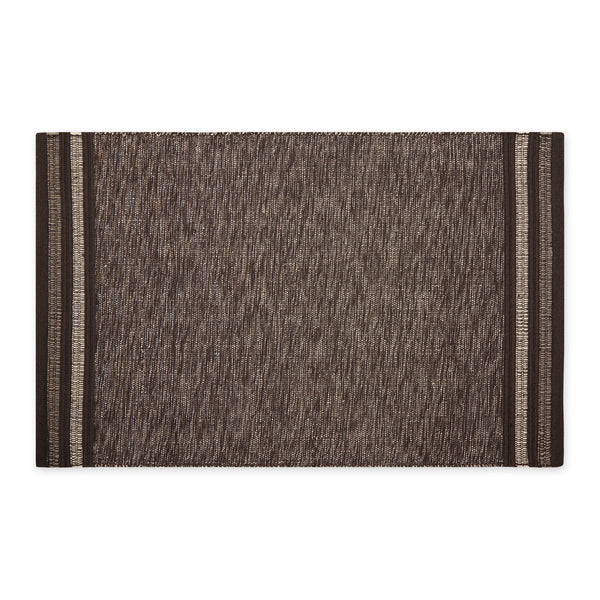 Bark Brown Varigated Stripe Edge Recycled Yarn Rug 2X3 Ft