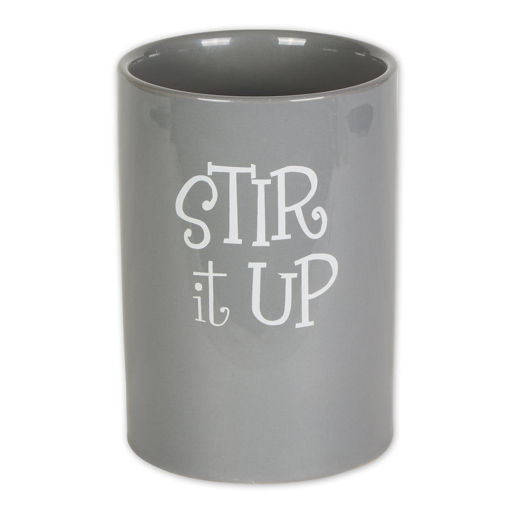 Gray Stir It Up Ceramic Utensil Holder