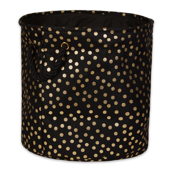 Polyester Bin Dots Gold / Black Round Large 15 x 16 x 16