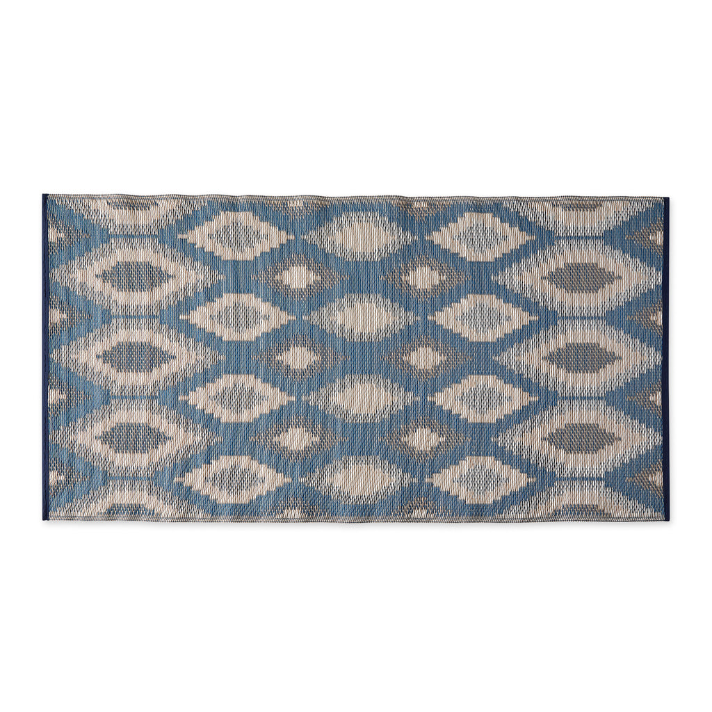 Blue/Gray Ikat Outdoor Floor Runner 3X6 Ft