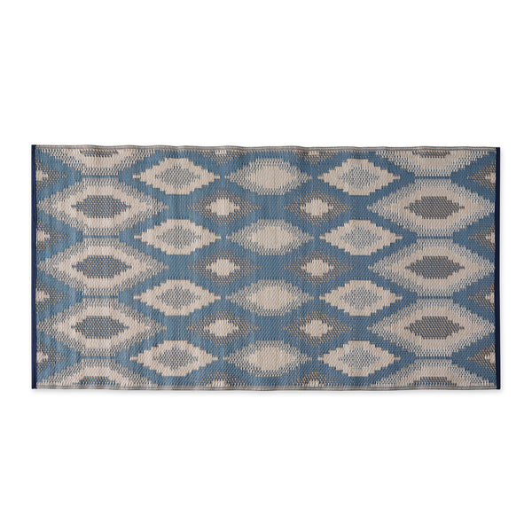 Blue/Gray Ikat Outdoor Floor Runner 3X6 Ft