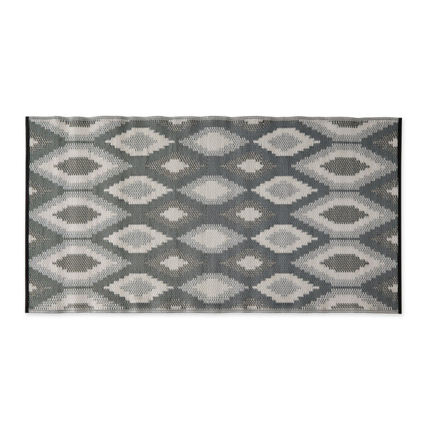 Black/Gray Ikat Outdoor Floor Runner 3X6 Ft