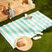 Aqua/White Stripe Outdoor Floor Runner 3X6 Ft