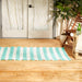 Aqua/White Stripe Outdoor Floor Runner 3X6 Ft